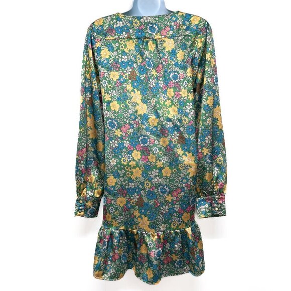 Aakaa Finding My Passion Floral Print Ruffle Wrap Dress Mini Medium Satin - Picture 4 of 10
